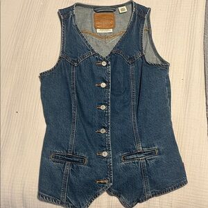 Levi's Premium Denim Vest with Brown Stitching